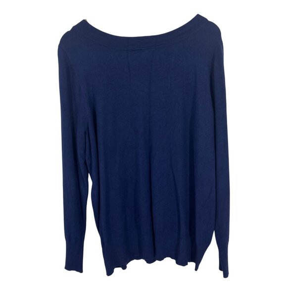 Lane Bryant Womens Navy Blue V-Neck Sweater Long Sleeve Lightweight Sz 18/20 - Picture 5 of 8